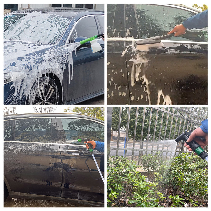 Furtun de grădină Kit pistol cu spălătorie pentru spălarea mașinii Pistol cu pulverizare pentru curățarea mașinii Perie Furtun de apă Kit pistol cu săpun Kit de curățare cu spumă