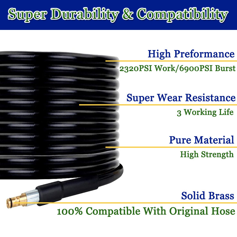 Aukšto slėgio plovimo žarna Vamzdis laidas Automobilių plovimo vandens valymo prailginimo žarna Pistoletas Greitas jungtis Karcher K5 K2 K3 K4 K7