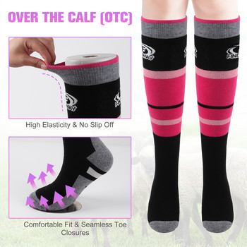 Findway Ски чорапи от мериносова вълна Зимни топли чорапи за мъже, жени 1 чифта в опаковка над прасеца (OTC) Термочорапи