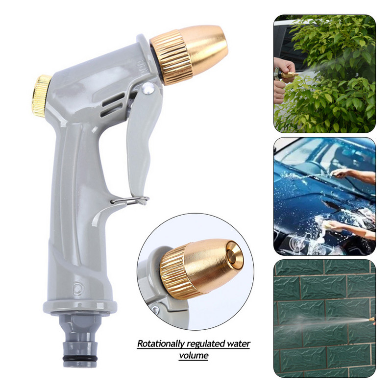 Pistol de pulverizare cu apă de înaltă presiune, duză din alamă metalică, furtun de grădină, țeavă, gazon, pulverizator de spălat auto, aspersor, instrument de spălare auto, pistoale de apă