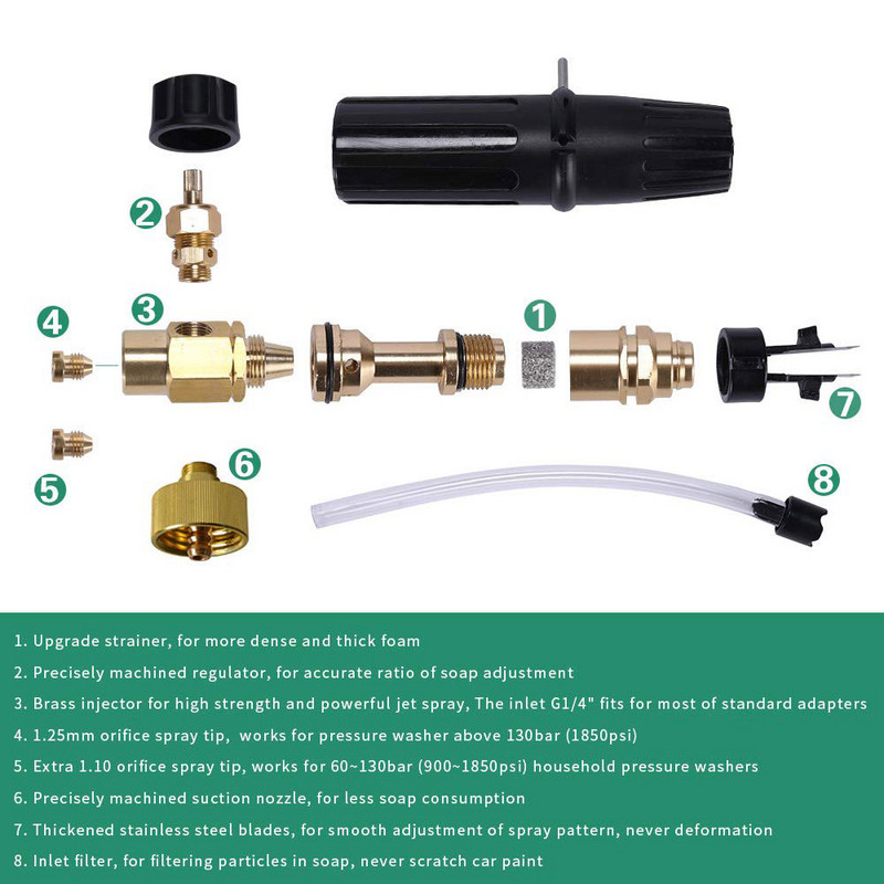 Generator de spumă tun spumă duză spumă spălare auto pentru spălat auto Karcher K2 K3 K4 K5 K6 K7 Tornado Gun Mașină de spălat cu înaltă presiune Mașină de spălat