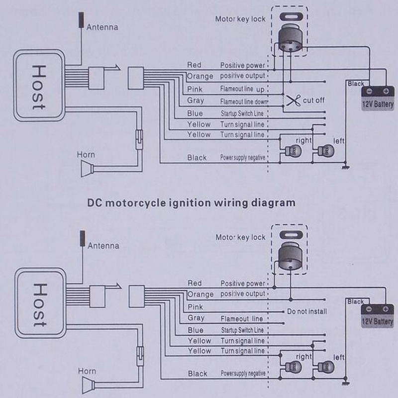 Nuotolinis apsaugos įjungimas / išjungimas Apsaugos nuo vagystės signalizacijos sistema Motociklo motoroleris Nuotolinio valdymo pultas Variklio paleidimas