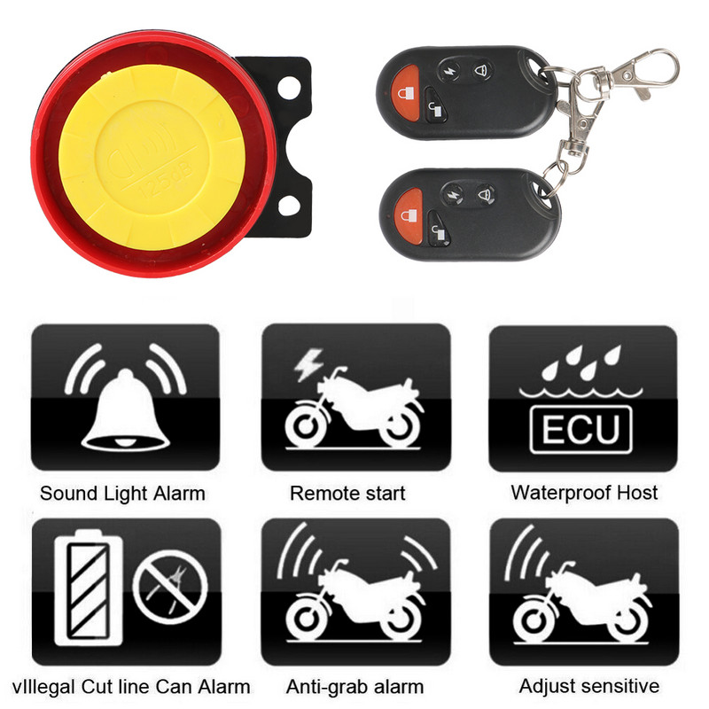 Sistem de alarmă de avertizare pentru motociclete 12V Set difuzoare de control Alertă de securitate Bicicletă electrică ATV Pit Dirt Bike Accesorii universale