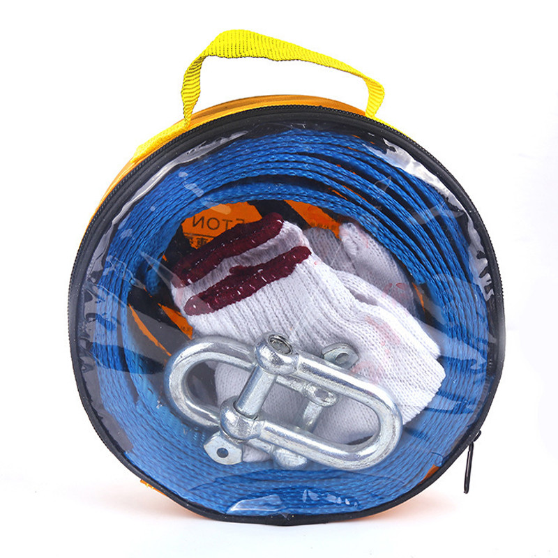 Cureaua de remorcare pentru mașină de curse frânghie pentru troliu auto nailon 5M 8 tone de recuperare cablu de remorcare curea centură Accesorii de teren rezistente cârlige metalice