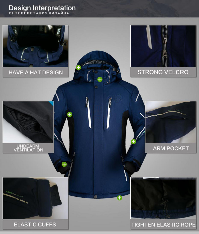 Jachetă de schi în aer liber 2021 pentru bărbați, iarnă, impermeabilă, rezistentă la vânt, îmbrăcăminte pentru zăpadă, caldă, pentru bărbați, marcă de schi și snowboard