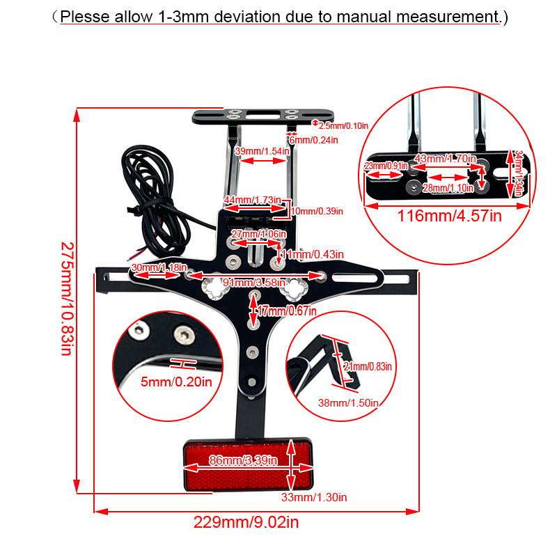 Se potrivește pentru motocicleta Yamaha T-MAX530 TMAX530 2012-2015 2016 Suport reglabil pentru plăcuță de înmatriculare Suport LED Eliminator de aripi
