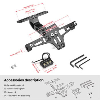 KEMiMOTO Motorcycle Fender Eliminator Ρυθμιζόμενο στήριγμα πινακίδας κυκλοφορίας LED για BMW R1200GS F850GS F750GS F850GS Για Honda