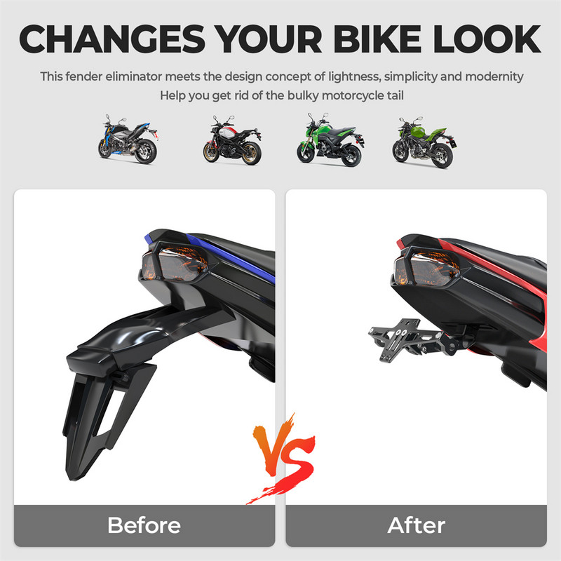 KEMiMOTO Eliminator de aripi pentru motociclete Suport reglabil pentru plăcuță de înmatriculare LED pentru BMW R1200GS F850GS F750GS F850GS pentru Honda