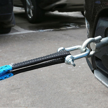 5 м 8 тона въже за теглене на кола ремъчен кабел с U куки скоба Високоякостен найлон със светлоотразителна светлина за кола, камион, ремарке SUV