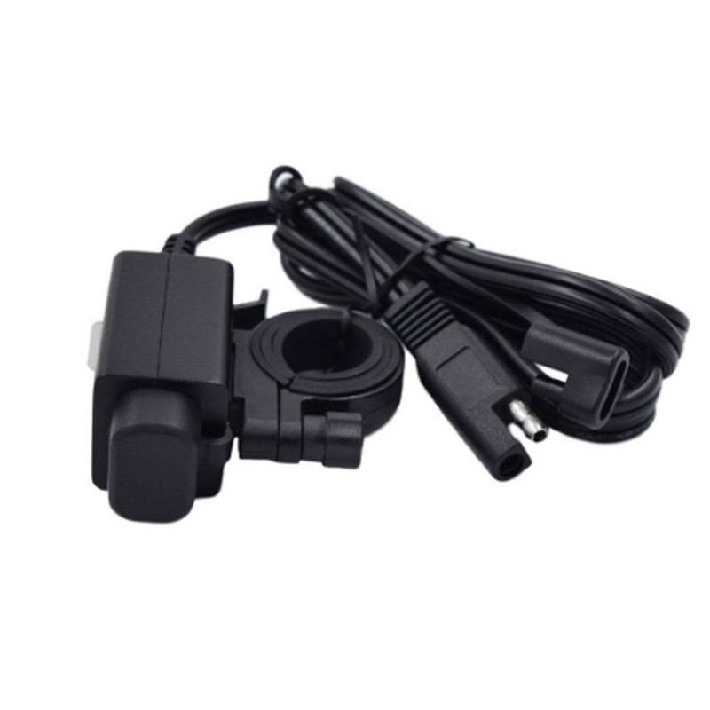 Kettős USB-portos motorkerékpár-kormánytöltő vízálló négyzet alakú tápcsatlakozó-adapter kapcsoló jelzőfénnyel