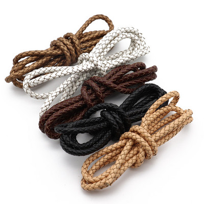Mibrow 1 метър 3/4/5/6 мм кръгли плетени кожени шнурове Винтидж черни кафени кожени въжета за изработка на бижута за гривни