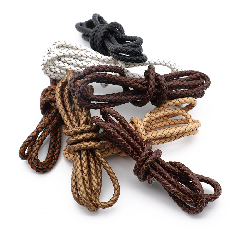 Mibrow 1 metras 3/4/5/6 mm apvalios pintos odinės virvelės Vintažinės juodos kavos odinės virvelės apyrankėms papuošalams gaminti