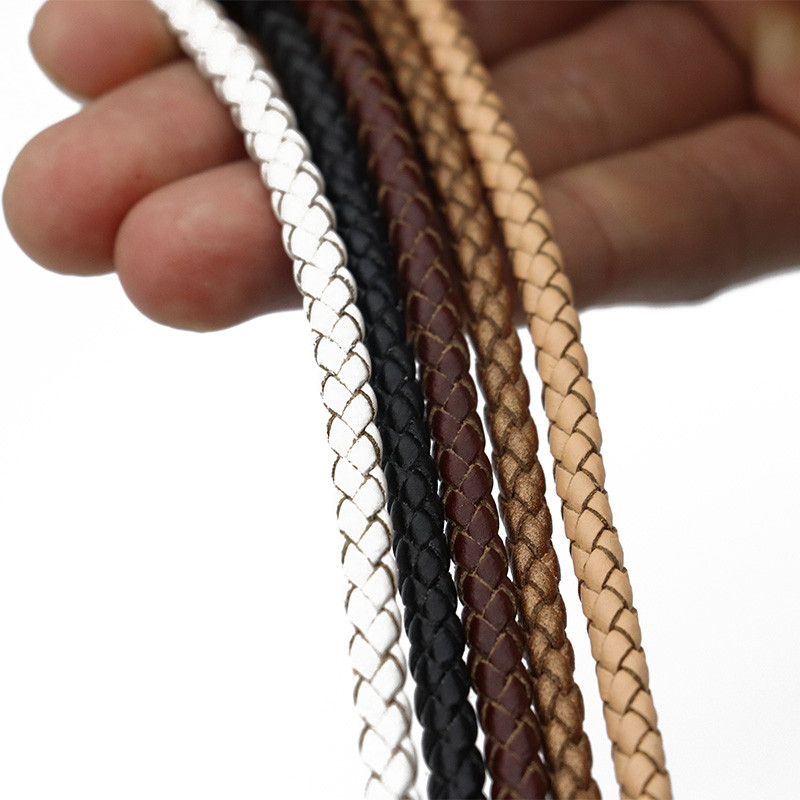 Mibrow 1 metras 3/4/5/6 mm apvalios pintos odinės virvelės Vintažinės juodos kavos odinės virvelės apyrankėms papuošalams gaminti