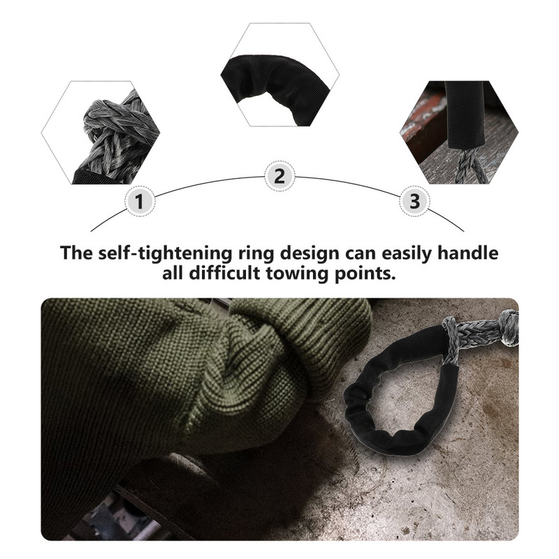 Cătuș frânghie Cureaua Troliu Recuperare Curele de remorcare Nailon sintetic Protecție de remorcare Arboresc Cablu mașină Conector de smuls pentru vehicul Cârlig Greu