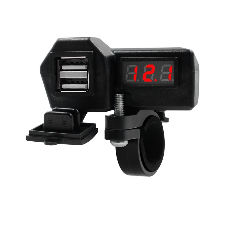 10-24V motorkerékpár kettős USB Voltmérő töltő Moto 3.4A 5V USB töltő BE/KI kapcsoló ABS műanyag motorkerékpár töltőtartozékok