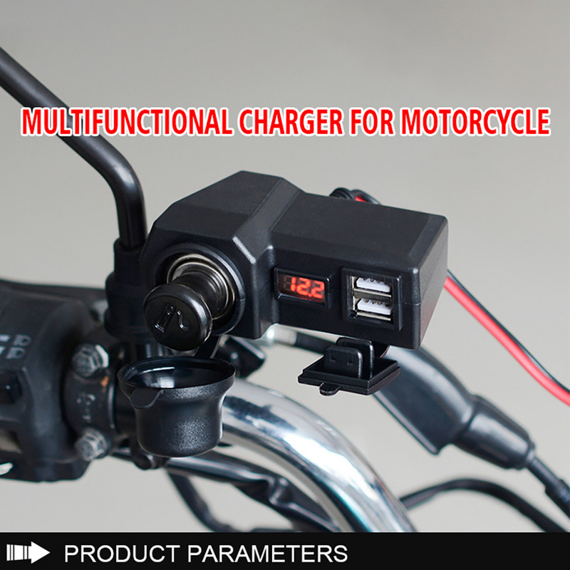 10-24V motorkerékpár kettős USB Voltmérő töltő Moto 3.4A 5V USB töltő BE/KI kapcsoló ABS műanyag motorkerékpár töltőtartozékok