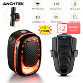 Anchtek kerékpár hátsó lámpa betörő riasztó A5 Pro Smart Auto fékérzékelő lámpa USB töltő távirányító vízálló motoros riasztó