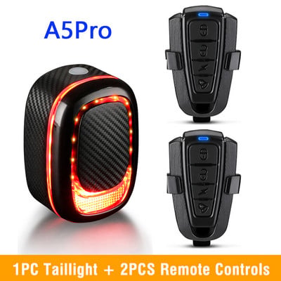 Anchtek kerékpár hátsó lámpa betörő riasztó A5 Pro Smart Auto fékérzékelő lámpa USB töltő távirányító vízálló motoros riasztó