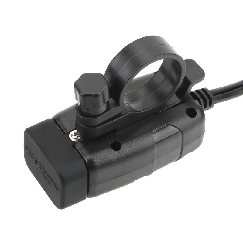 Încărcător rapid pentru motociclete montat pe vehicul Accesorii pentru moto QC 3.0 Încărcător USB dublu Adaptor voltmetru digital Impermeabil rezistent la praf