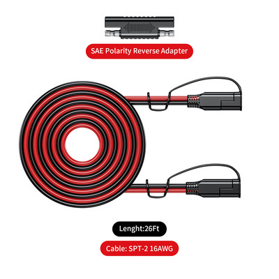 Adaptor de prelungire pentru încărcător de baterie Cablu de alimentare SAE la SAE Femeie Cablu de prelungire 12AWG Găuri pentru șuruburi pentru panouri solare Battrey