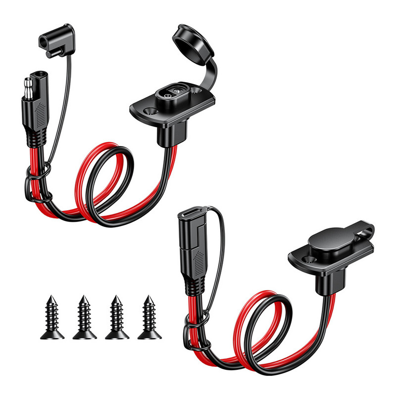 Adaptor de prelungire pentru încărcător de baterie Cablu de alimentare SAE la SAE Femeie Cablu de prelungire 12AWG Găuri pentru șuruburi pentru panouri solare Battrey