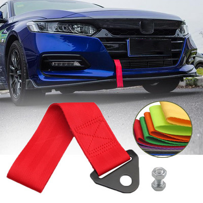 Universal High Strength Nylon Racing Tow Strap with Metal Buckle and Screw Racing Design Ribbon Towing Strap Bumper Decals