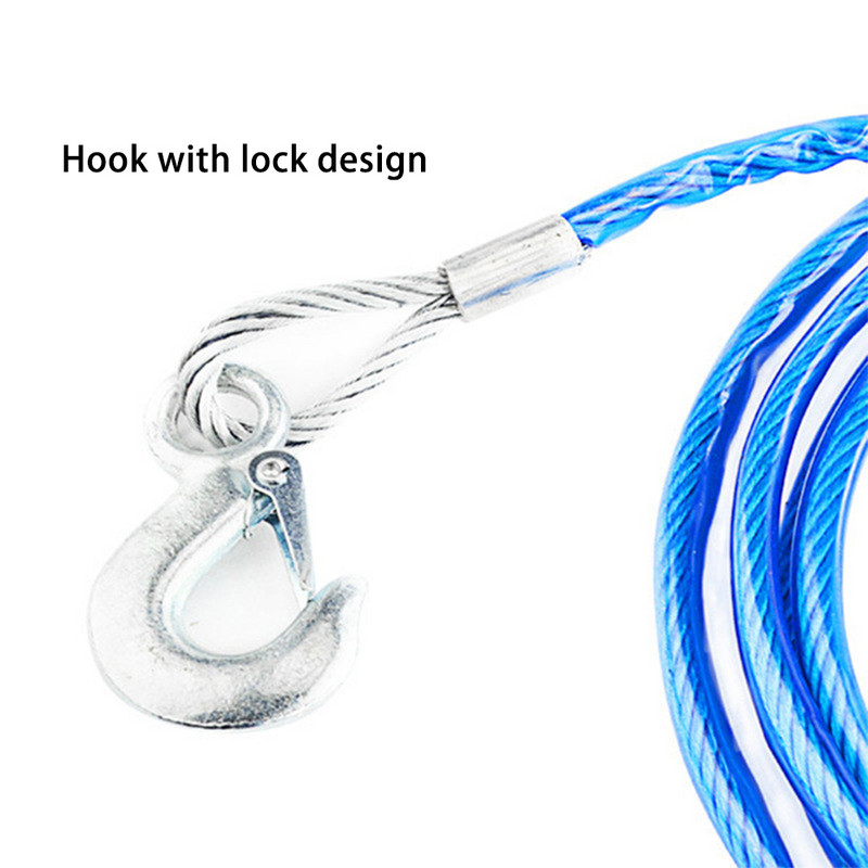 4 m 5 tone frânghie remorcare mașină frânghie remorcă sârmă cu cârlig de remorcare frânghie puternică de urgență pentru mașină camion remorcă SUV