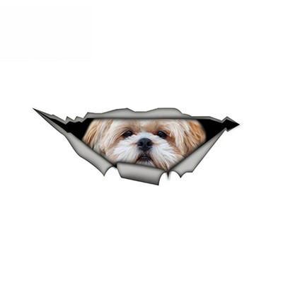 15cm*6cm 1 τεμ Shih Tzu 3D Αυτοκόλλητο Αυτοκινήτου Ζώων Funny Pet Dog Decal Δημιουργικά τροποποιημένα αυτοκόλλητα αδιάβροχο διακοσμητικό βινύλιο για αυτοκίνητο