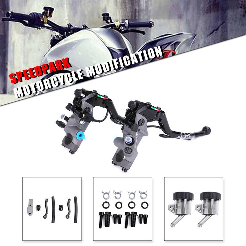 1 pereche de accesorii generale modificate pentru motociclete CNC Abalone Pompă dublă Ambreiaj Frână Cupă de ulei dublă 22Mm Pompă superioară hidraulică