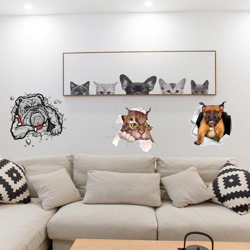 Autocolant pentru mașină 1 buc. Autocolant 3D stereo pentru mașină cu animale creativ, pisică, câine, autocolant pentru ferestre autocolante drăguțe pentru mașină, ornament pentru mașină, casă