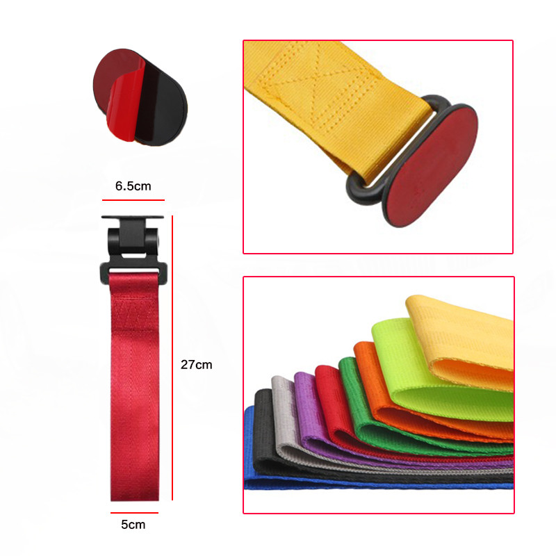 Curea de remorcare de curse din nailon de înaltă rezistență de 27 cm cu autocolante ABS Cureaua de remorcare cu panglică de design de curse Autocolante universale pentru bara de protecție