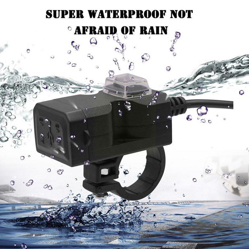 Încărcător USB dublu pentru motocicletă Port ghidon 12V impermeabil 5V 1A 2.1A Adaptor priză de alimentare pentru telefon J0H8