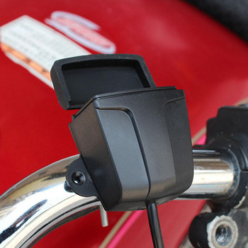 Двойно USB зарядно устройство за мотоциклет Водоустойчиво кормило Огледало за обратно виждане Универсално бързо зарядно устройство за мобилен телефон
