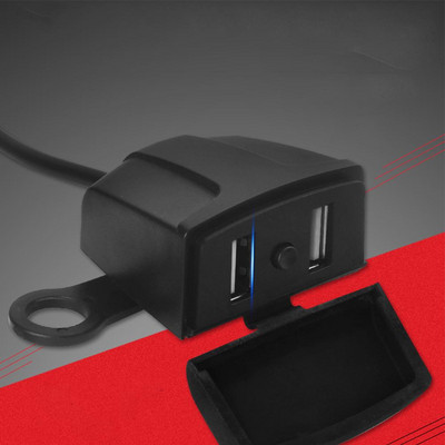 Διπλός φορτιστής μοτοσικλέτας USB Αδιάβροχο τιμόνι Καθρέφτης οπισθοπορείας Γενικός φορτιστής κινητών τηλεφώνων