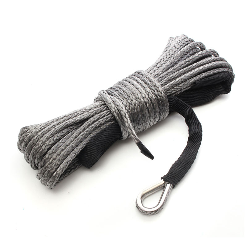 Snur de întreținere spălătorie auto 15m 7700LBs frânghie troliu șin cablu cablu cu manta gri Snur de remorcare sintetică pentru ATV UTV off-road