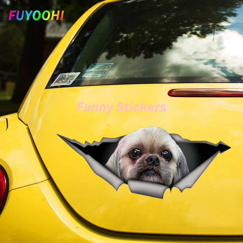 FUYOOHI Naljepnice za igranje Shih Tzu Pas Kućni ljubimac Životinja Vodootporna naljepnica PVC Naljepnica za automobile za automobile Dekoracije na braniku stražnjeg prozora prijenosnog računala