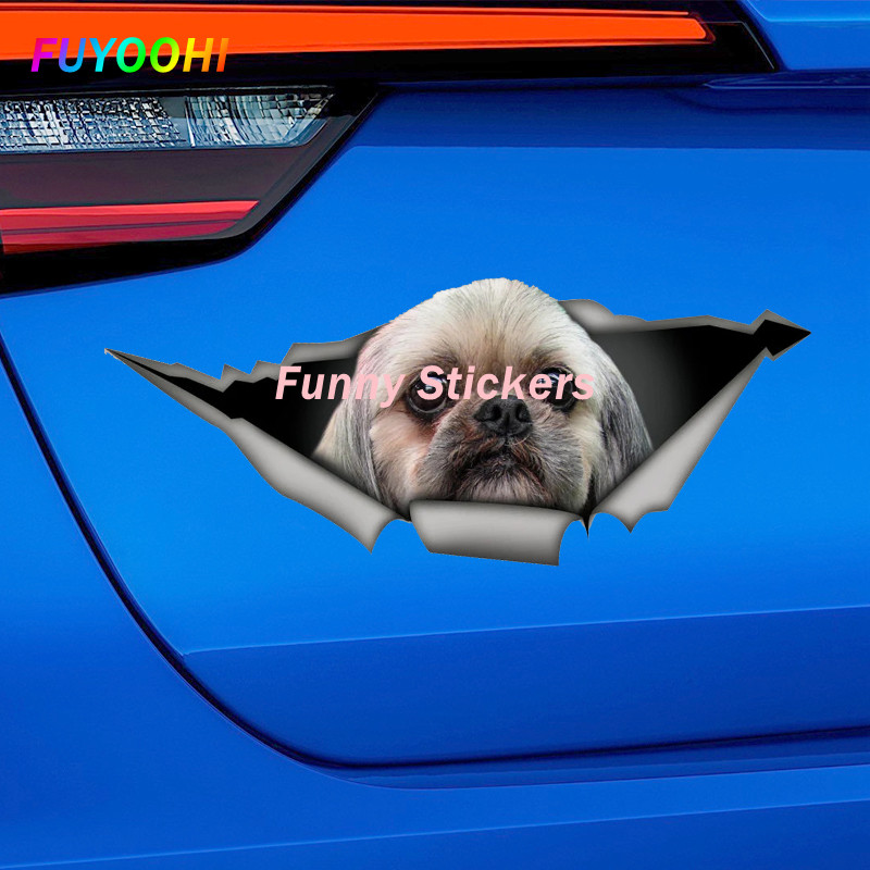 FUYOOHI Naljepnice za igranje Shih Tzu Pas Kućni ljubimac Životinja Vodootporna naljepnica PVC Naljepnica za automobile za automobile Dekoracije na braniku stražnjeg prozora prijenosnog računala