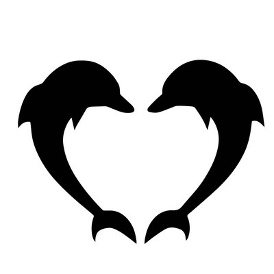 YJZT 13 CM * 17,5 CM Funny Love Delfin Decor Decal Fashion Autocolant Autocolant Frumos Negru/Argiliu C30-0126