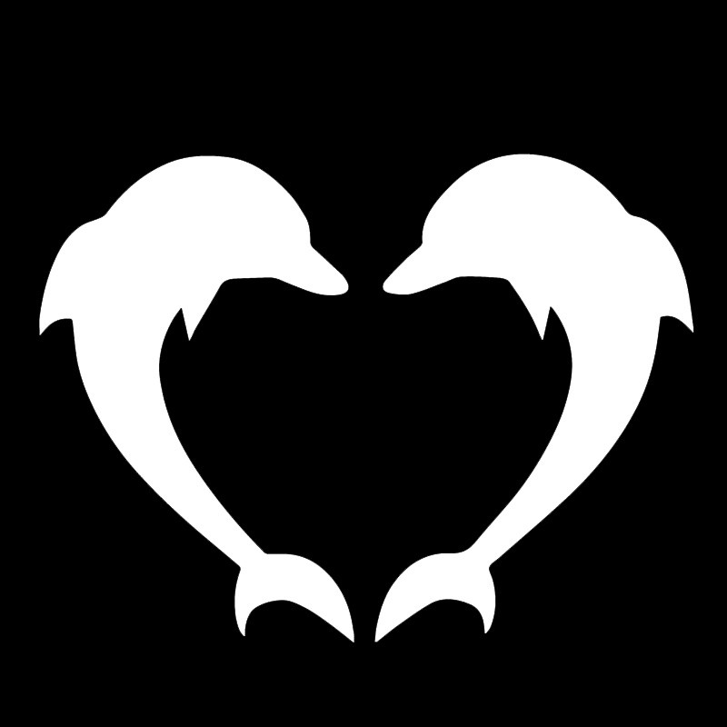YJZT 13 CM * 17,5 CM Funny Love Delfin Decor Decal Fashion Autocolant Autocolant Frumos Negru/Argiliu C30-0126