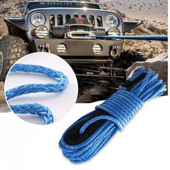 15m 5mm/6mm теглеща лебедка кабел въже въже въже синтетично влакно въже за ремарке 7700lbs за Jeep ATV UTV SUV 4X4 4WD