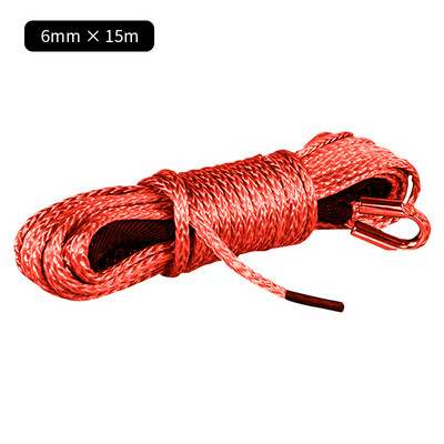 15m 5mm/6mm Cablu pentru troliu de remorcare frânghie șir linie fibră sintetică frânghie remorcă auto 7700lbs pentru Jeep ATV UTV SUV 4X4 4WD