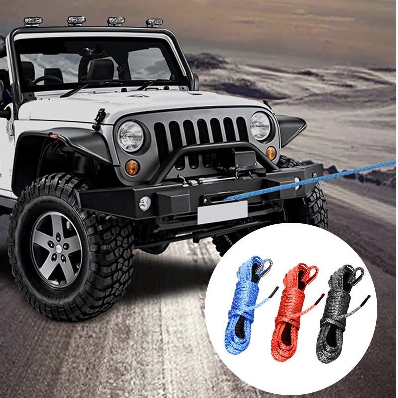 15m 5mm/6mm Cablu pentru troliu de remorcare frânghie șir linie fibră sintetică frânghie remorcă auto 7700lbs pentru Jeep ATV UTV SUV 4X4 4WD
