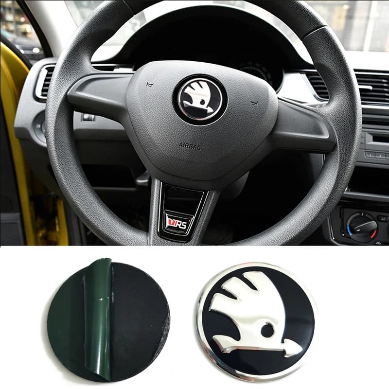 1kom 42 mm amblem za upravljač od aluminijske legure za Škodu Rapid Spaceback Superb Octavia Rapid Fabia Auto Interijer Dodaci