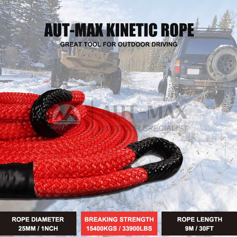 Frânghie de remorcare pentru recuperare de energie offroad AUTMAX, 22 mm x 9 m, frânghie cinetică din nailon de 13300 kg pentru UTV, 4WD