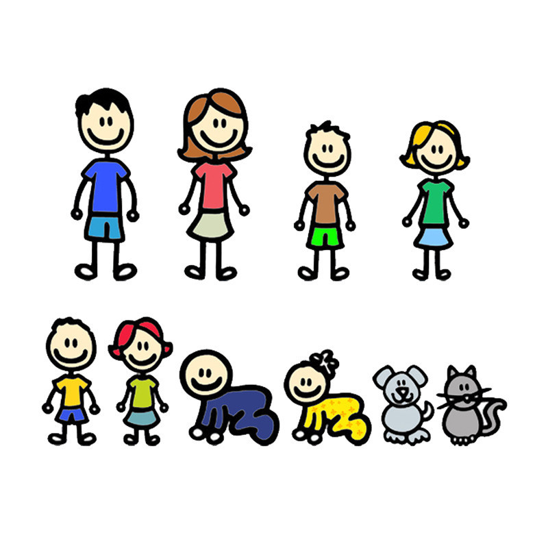 Autocolant pentru mașină de familie fericită Autocolante de joacă pentru copii Styling pentru caroserie de mașină Decal din vinil de desene animate Decorare amuzantă Autocolante Accesorii