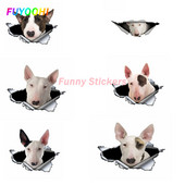 Autocolante de joacă FUYOOHI Autocolant creativ pentru mașină Bull Terrier alb Autocolante reflectorizante rezistente la apă din metal rupt 3d Decal pentru câini