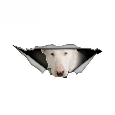 Autocolante de joacă FUYOOHI Autocolant creativ pentru mașină Bull Terrier alb Autocolante reflectorizante rezistente la apă din metal rupt 3d Decal pentru câini