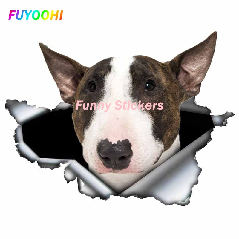 Autocolante de joacă FUYOOHI Autocolant creativ pentru mașină Bull Terrier alb Autocolante reflectorizante rezistente la apă din metal rupt 3d Decal pentru câini