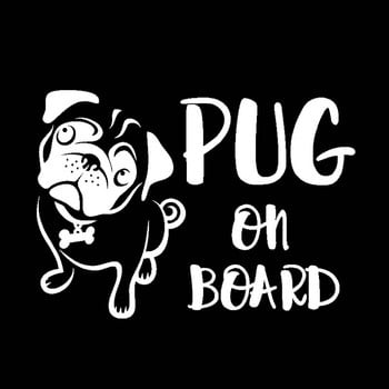 Αστεία PUG ON BOARD Χαριτωμένο Gog Styling Αυτοκόλλητο Αυτοκινήτου Ανακλαστικό Αυτοκίνητα Μοτοσικλέτες Εξωτερικά Αξεσουάρ Βινυλίου Αυτοκόλλητα