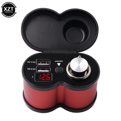 Motorkerékpár QC 3.0 Quick Charge 5V 3.0A/1.5A Dual USB szivargyújtó telefontöltő feszültség kijelzővel be/ki kapcsolással